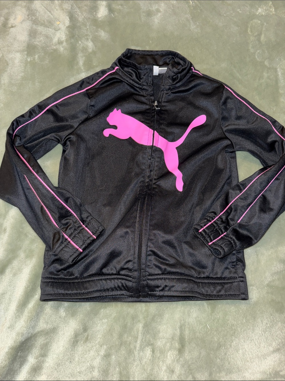4T Puma Black Jacket with Pink Logo & Piping GUC